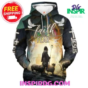 -Jesus Lamb Dove Faith Over Fear Hoodie