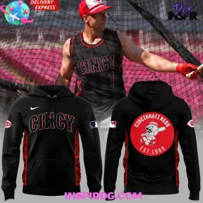 -MLB Cincinnati Reds Red Black Stripped Hoodie