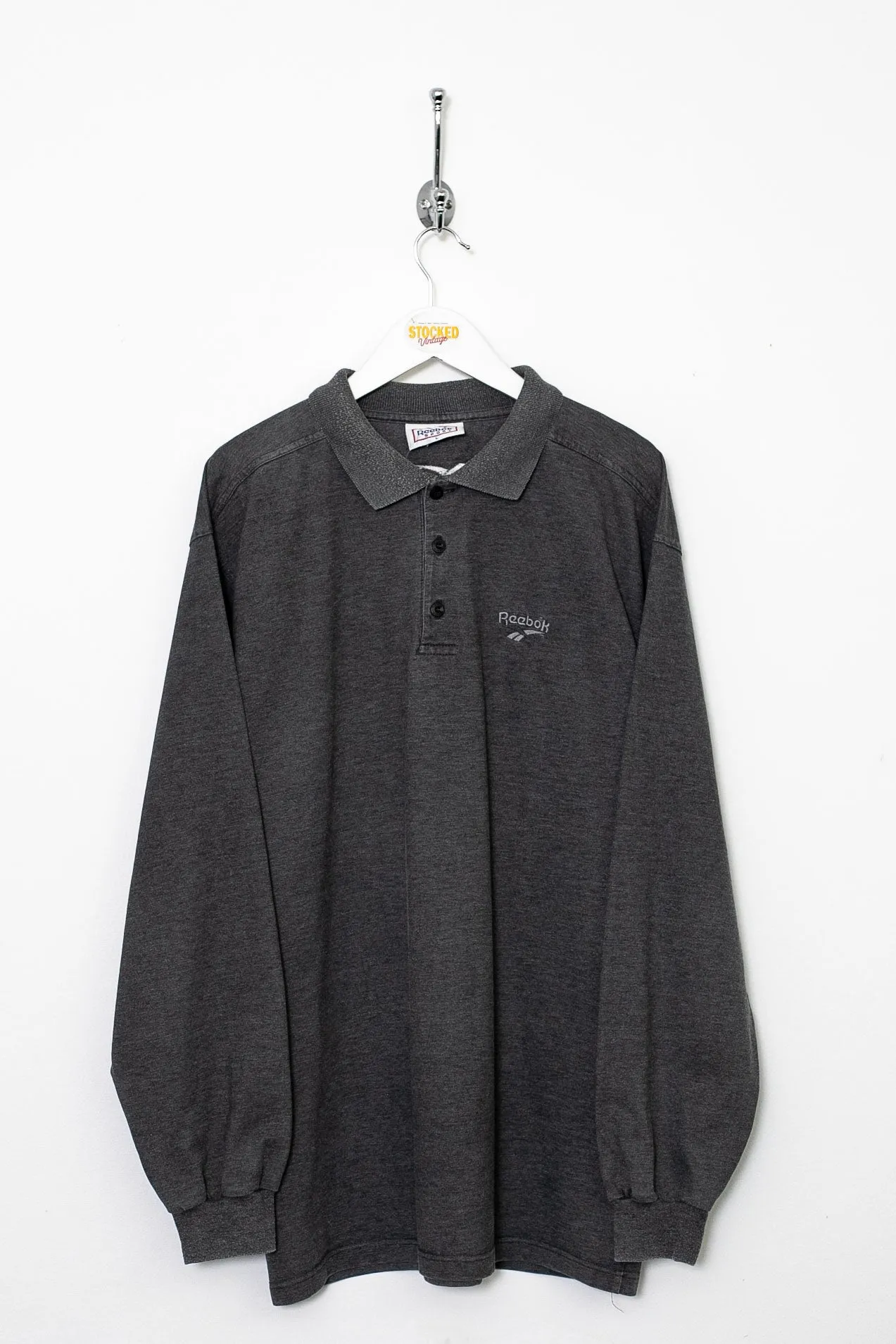 00s Reebok Long Sleeve Polo Shirt (L)