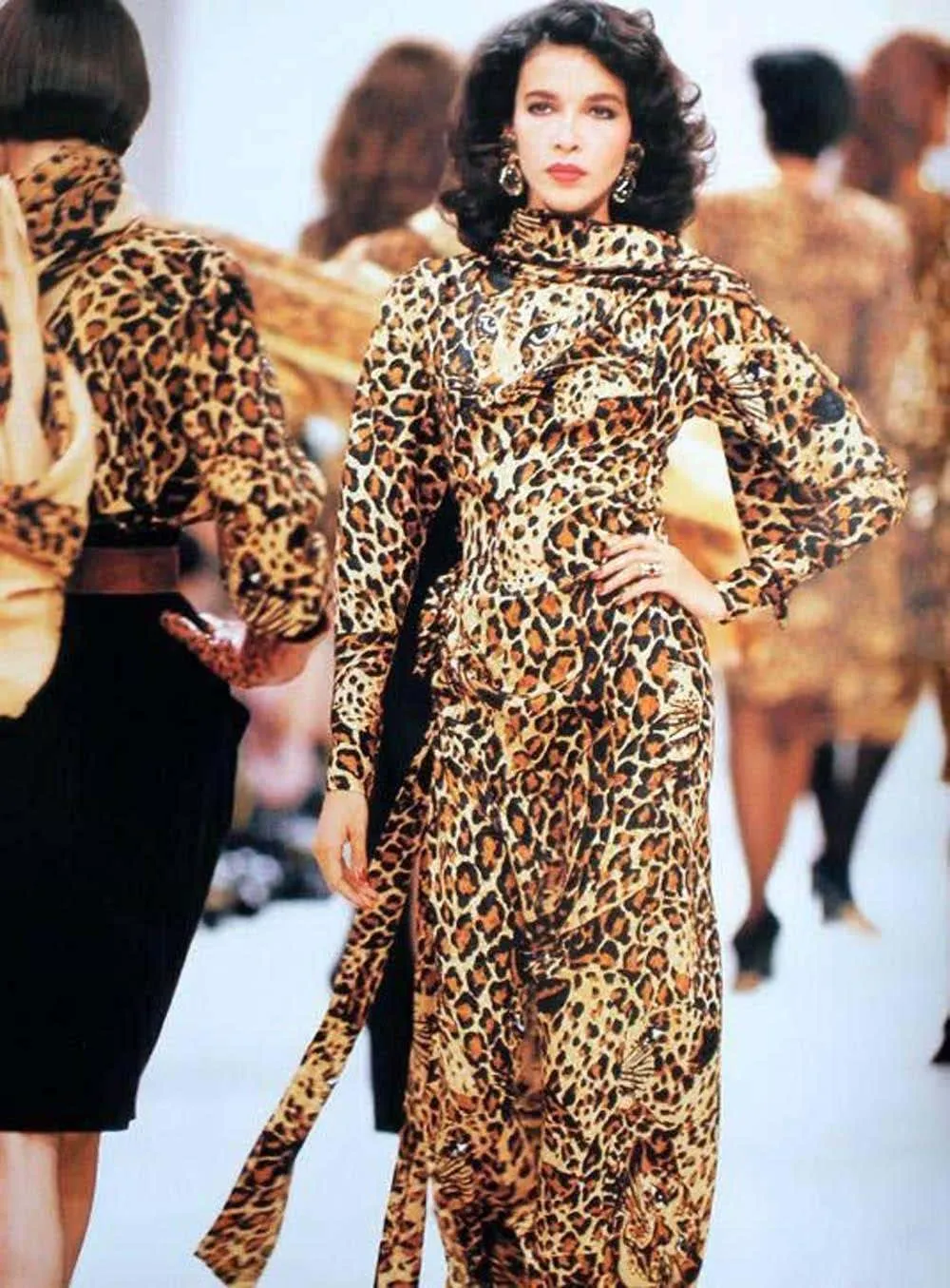 1986 Yves Saint Laurent Leopard Scarf Silk Gown