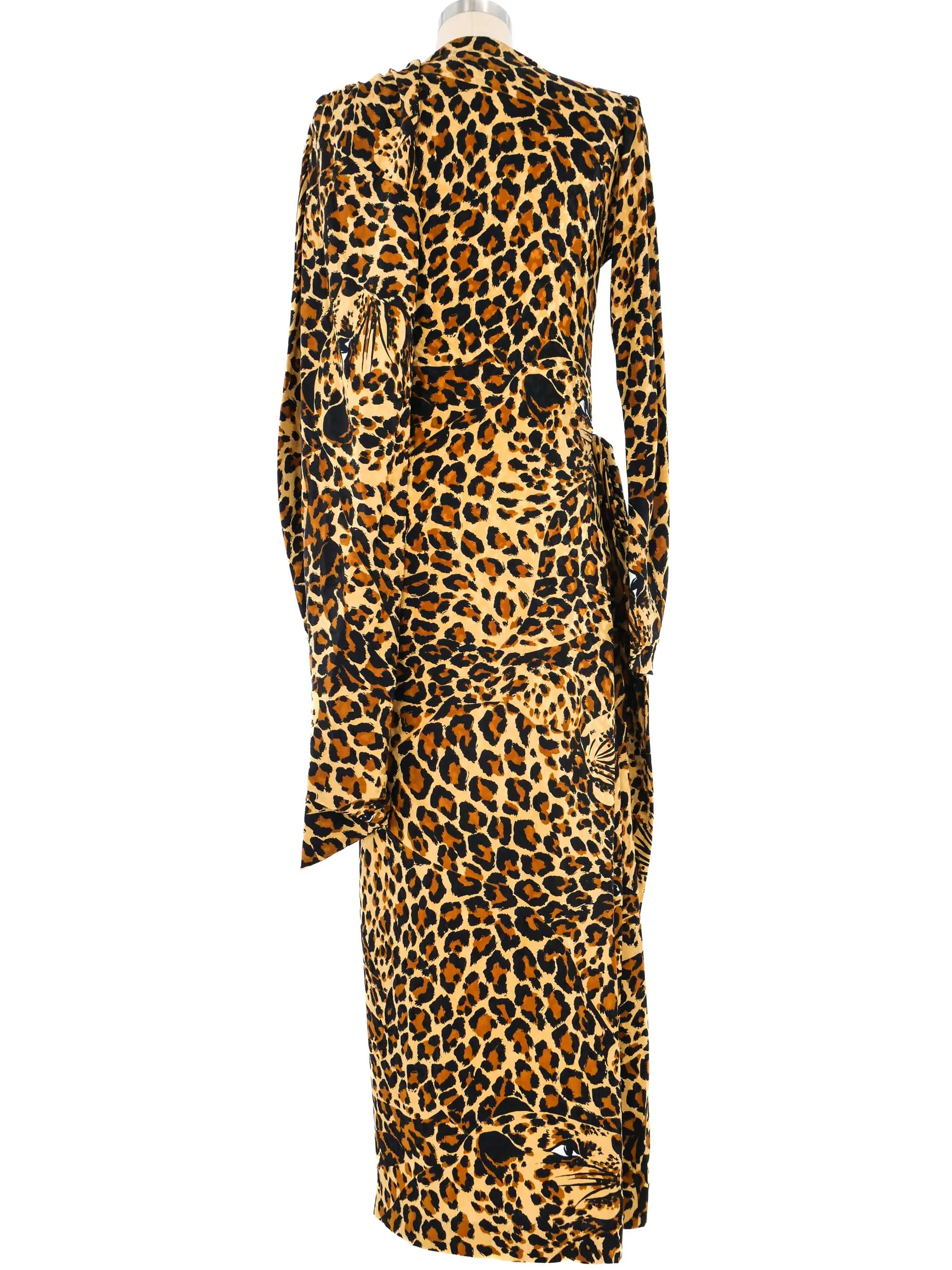 1986 Yves Saint Laurent Leopard Scarf Silk Gown