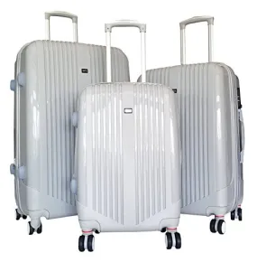 3 Pc Luggage Set Hardside Rolling 4Wheel Spinner Upright Carryon Travel Abs Gray