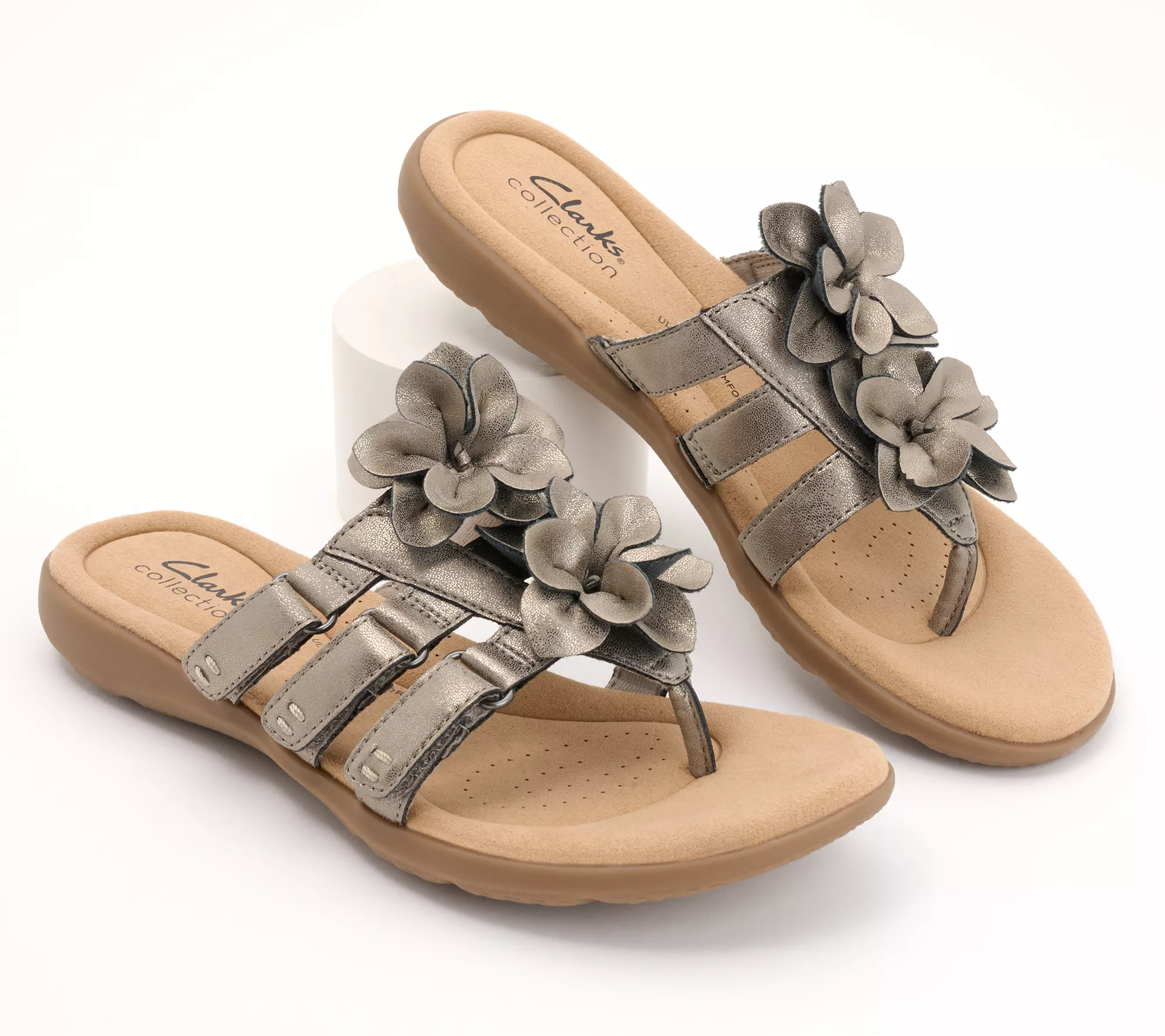 "As Is" Clarks Collection Leather_Slide Sandals- Elizabelle Mae