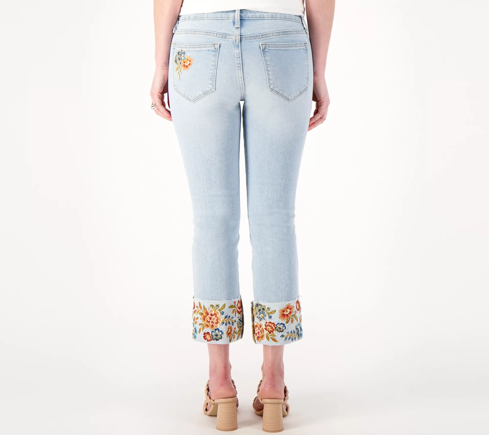 "As Is" Driftwood Jeans Colette Embroidered Crop Leg Jean