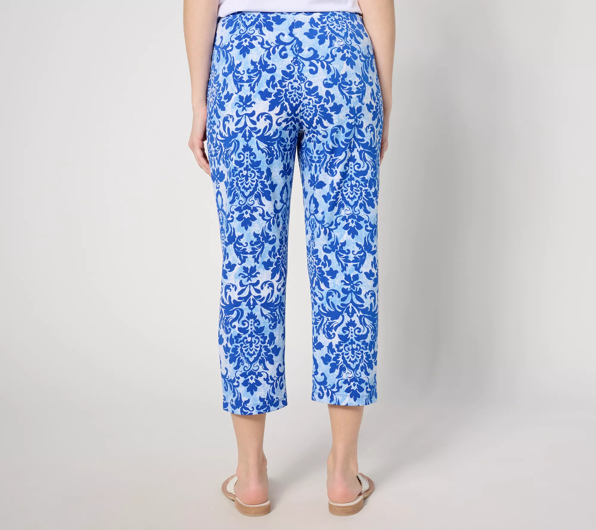 "As Is" Susan Graver Regular Printed LK Fusion Slim Leg Crop Pants