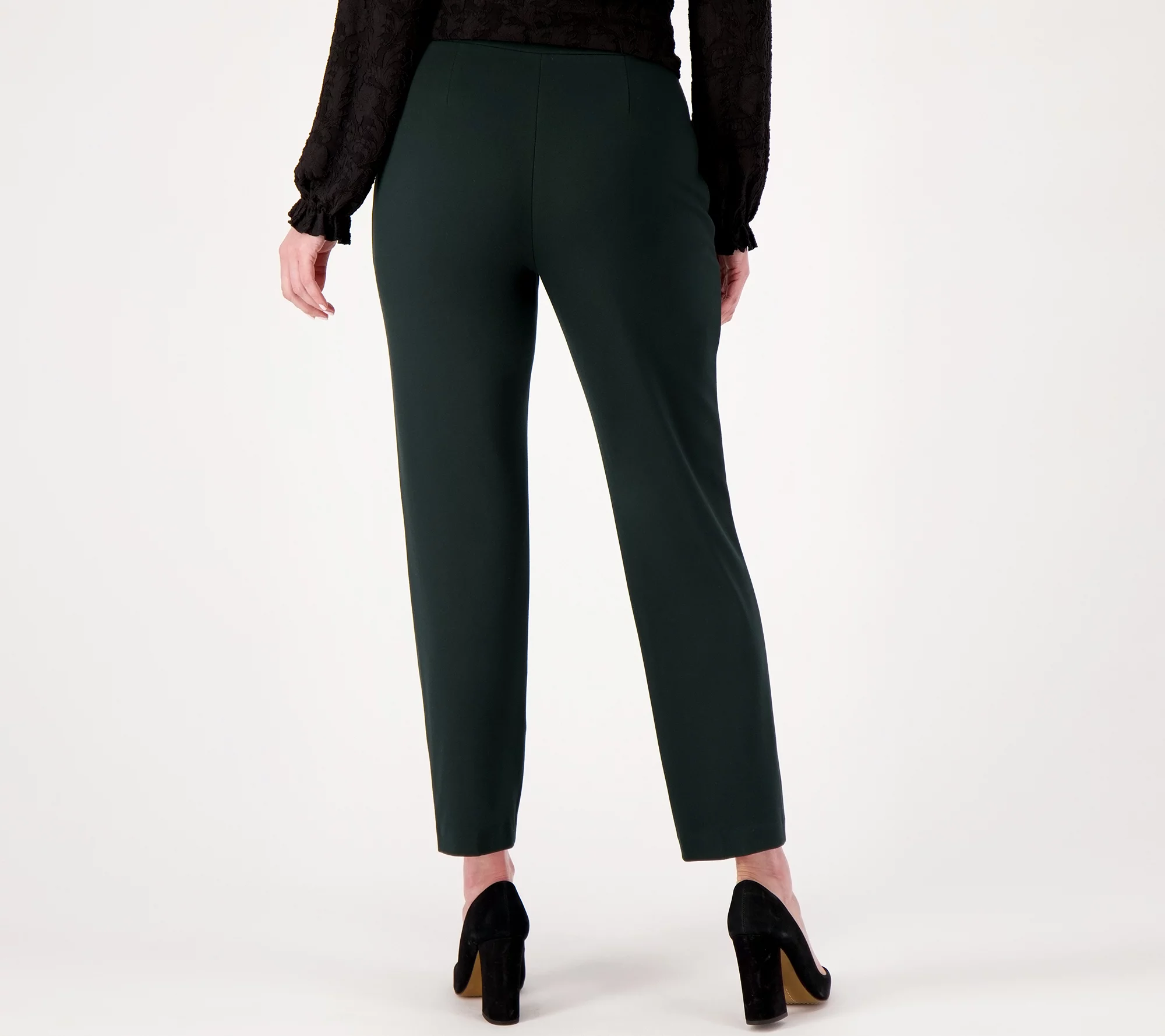 "As Is" Susan Graver Supreme Knit Slim Leg Pants with Zip Pocket Detail