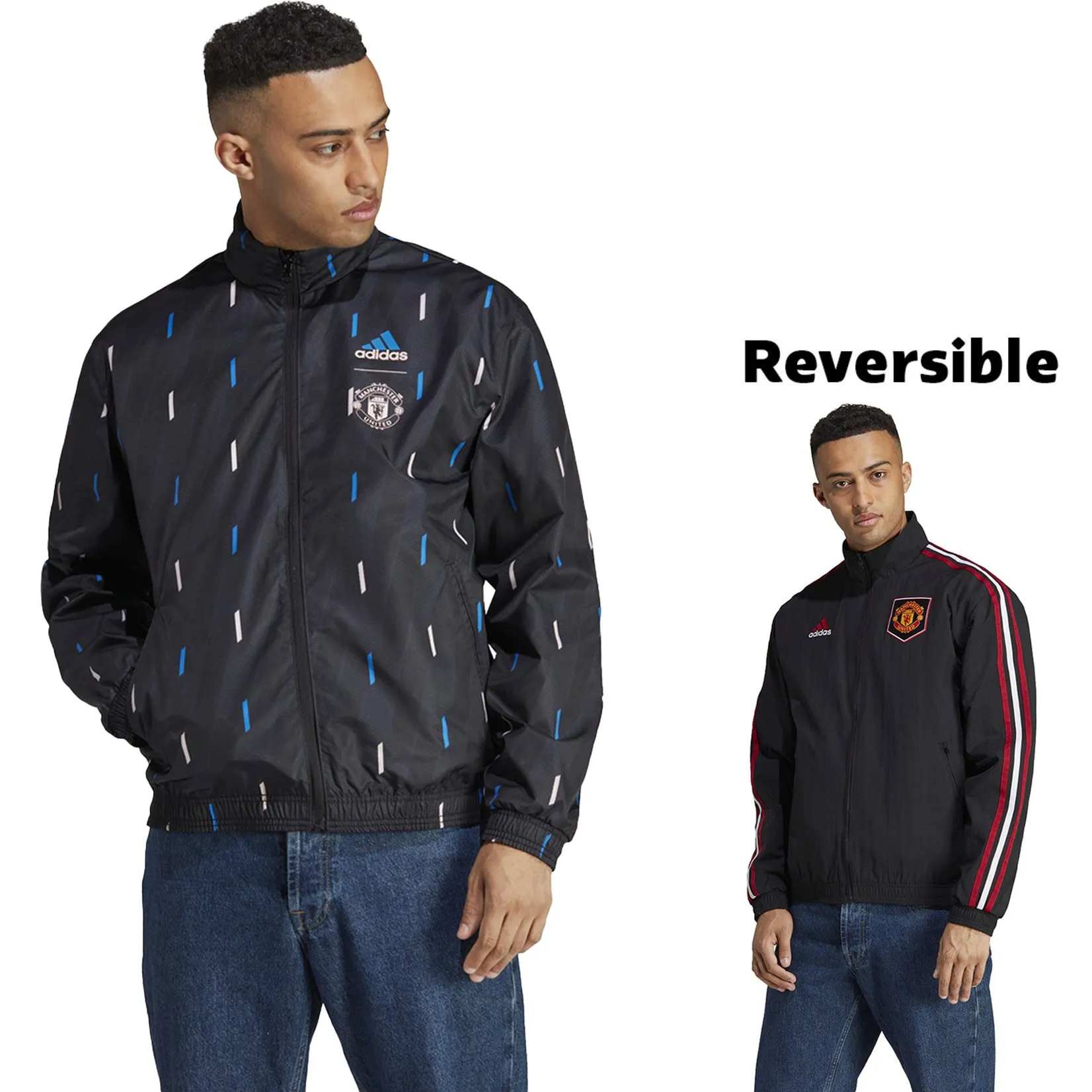 Adidas Manchester United 22/23 Reversible Anthem Jacket (Black/Pink)