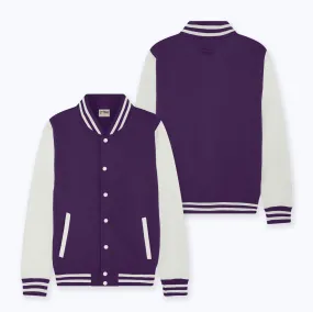 Adult Sweatshirt Varsity Jacket PURPLE/WHITE