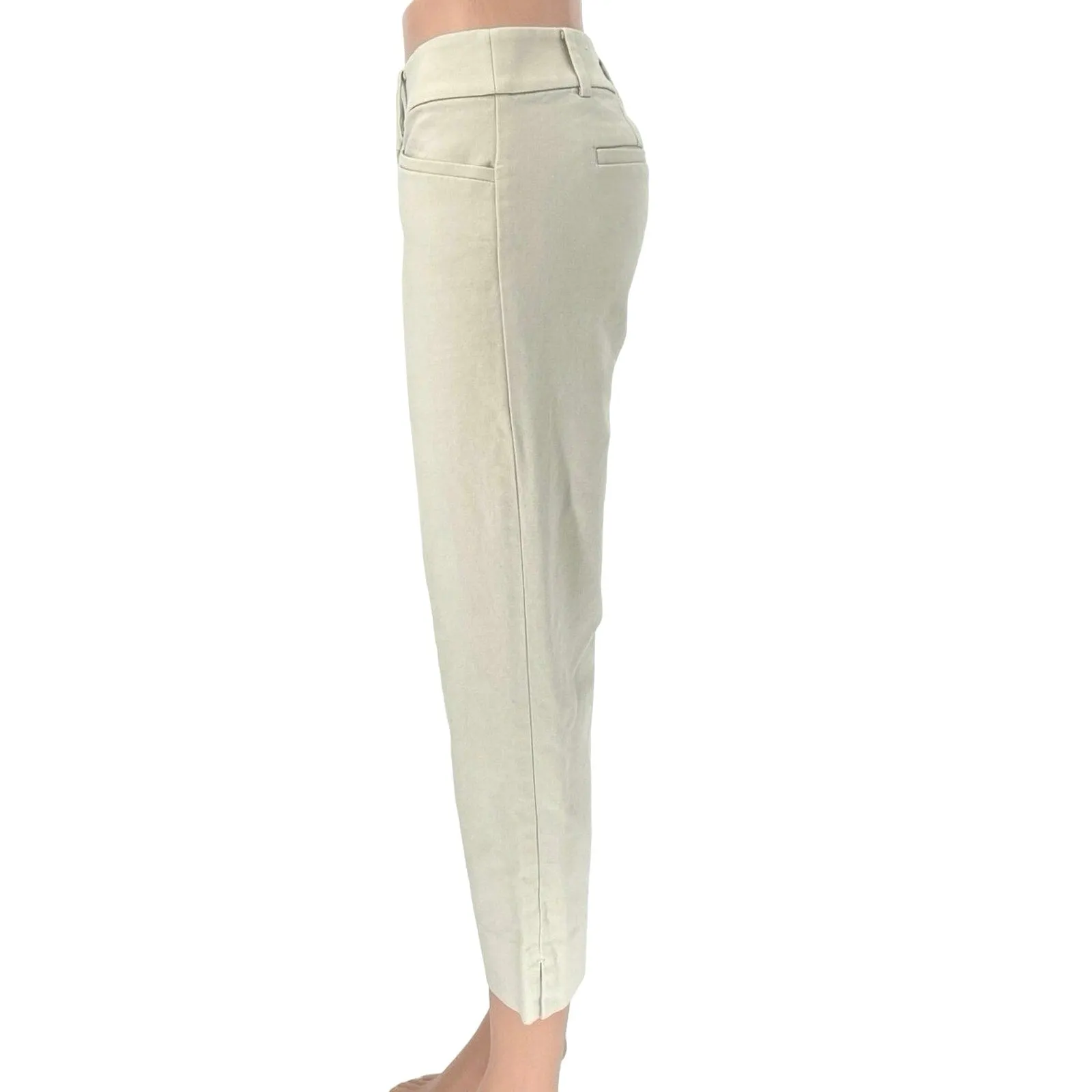 Ann Taylor LOFT Cream Cotton Mid Rise Cropped Marisa Straight Leg Pants Size 2