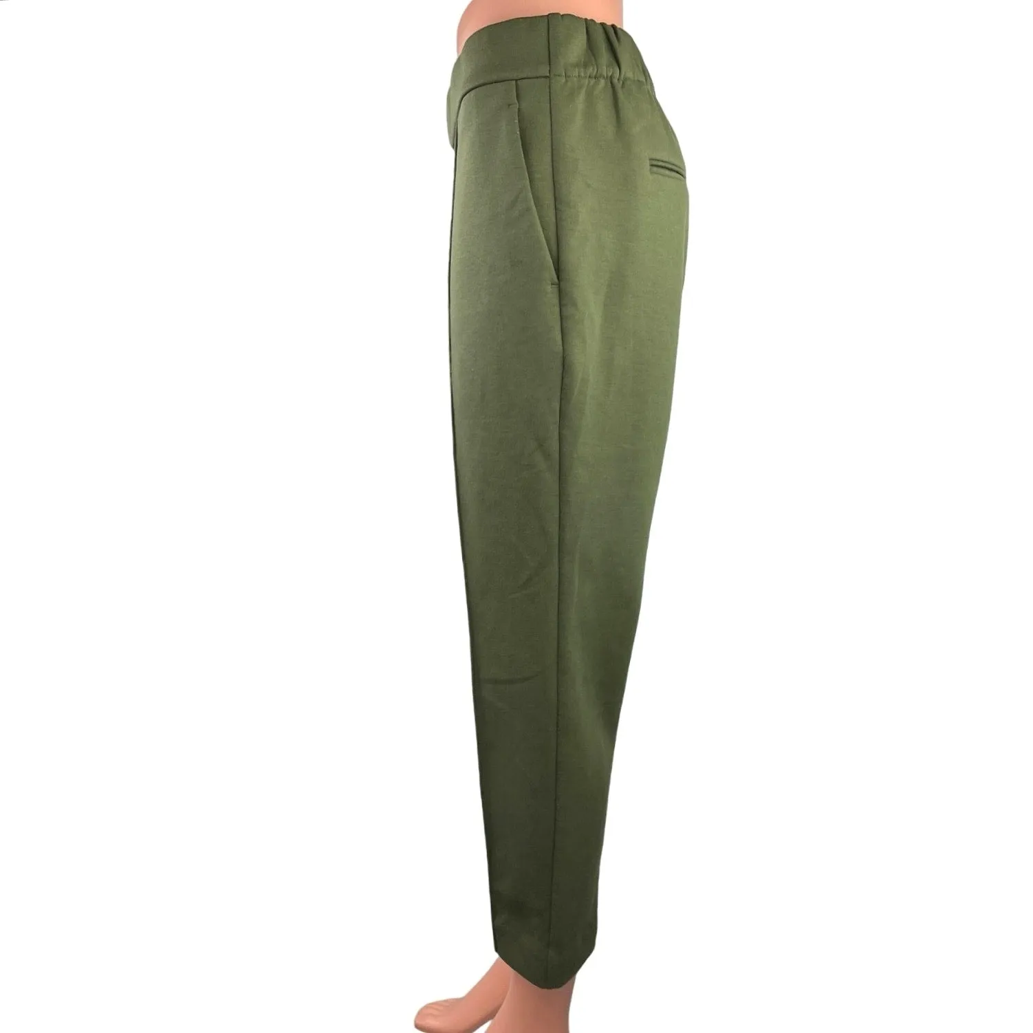 Ann Taylor Womens Green High Rise Cropped Pullon Straight Leg Trouser Pants Sz S