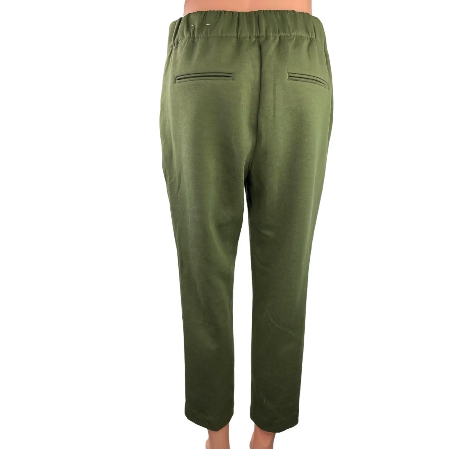 Ann Taylor Womens Green High Rise Cropped Pullon Straight Leg Trouser Pants Sz S