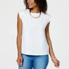      As Is WynneLayers Cotton-Blend Sleeveless Top with Shoulder Pads     