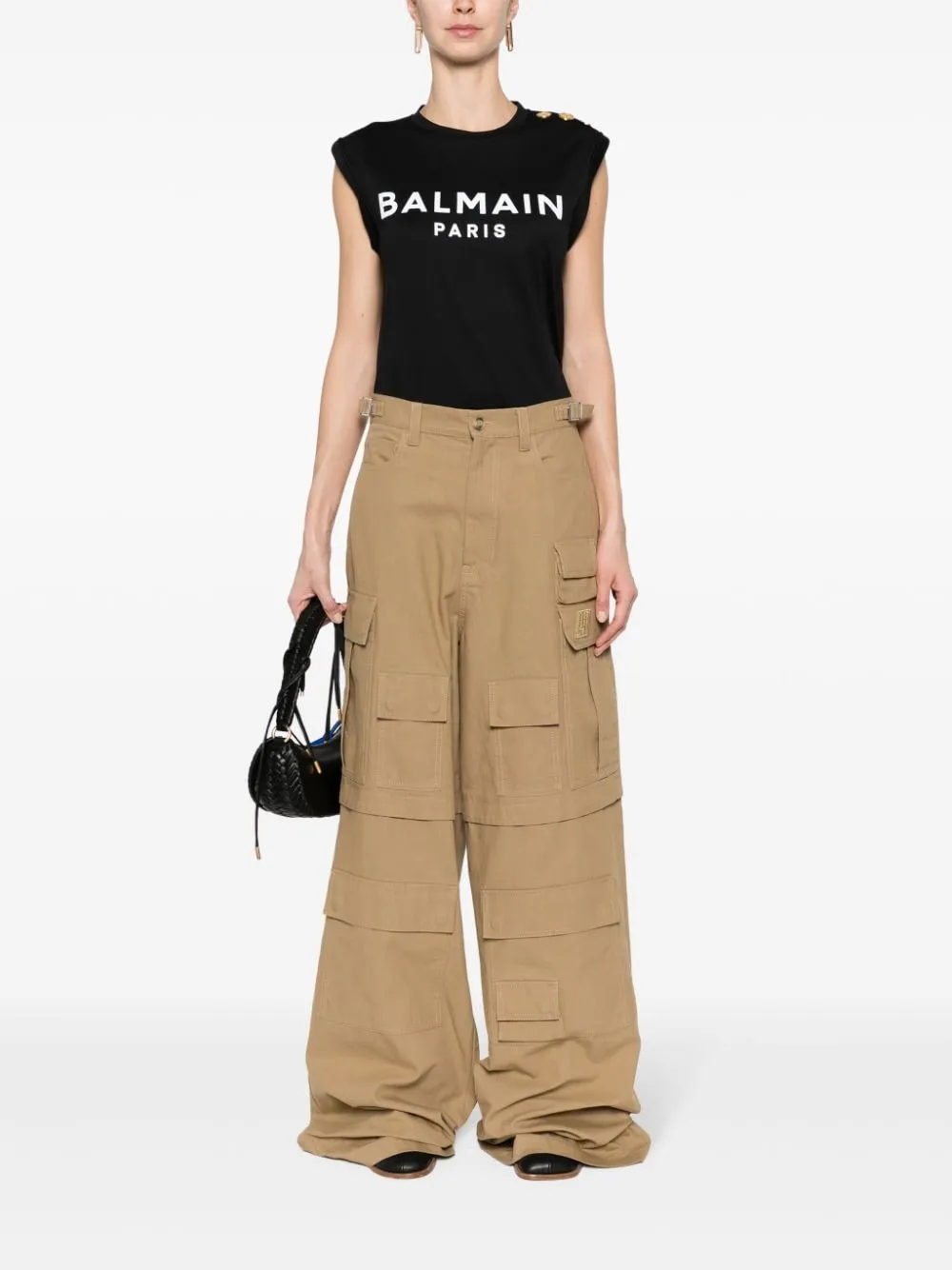 Balmain    Balmain Logo Organic Cotton Sleeveless Top