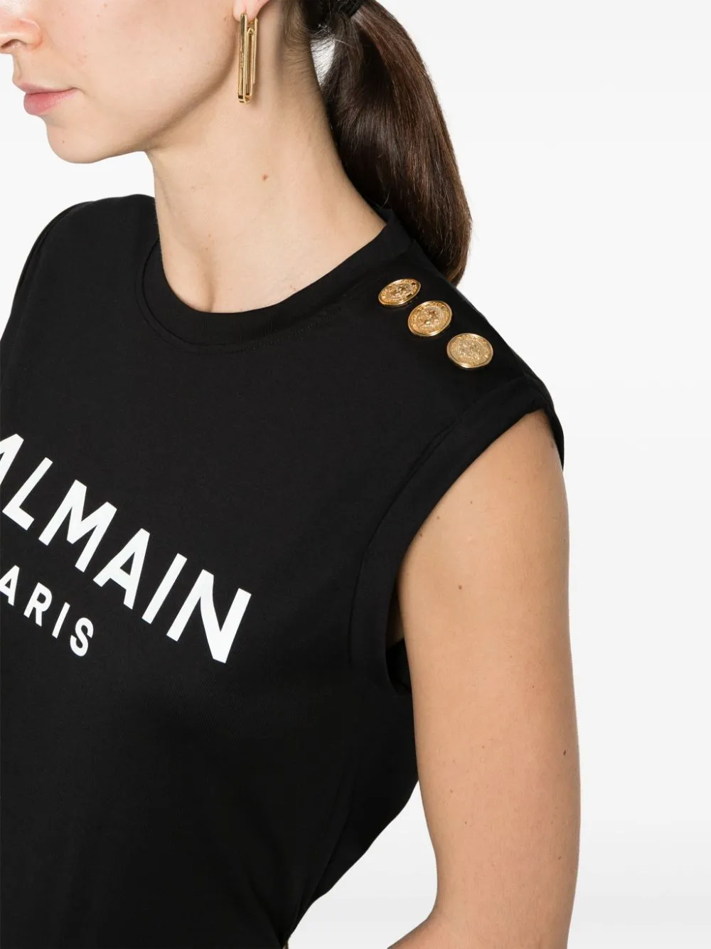 Balmain    Balmain Logo Organic Cotton Sleeveless Top