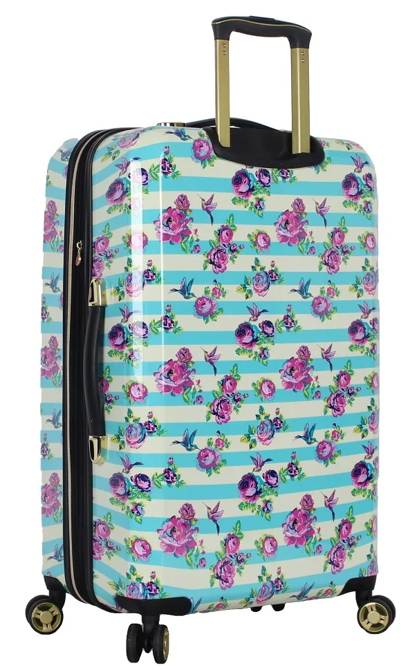 Betsey Johnson Stripe Floral Hummingbird 3-Piece Luggage Set 