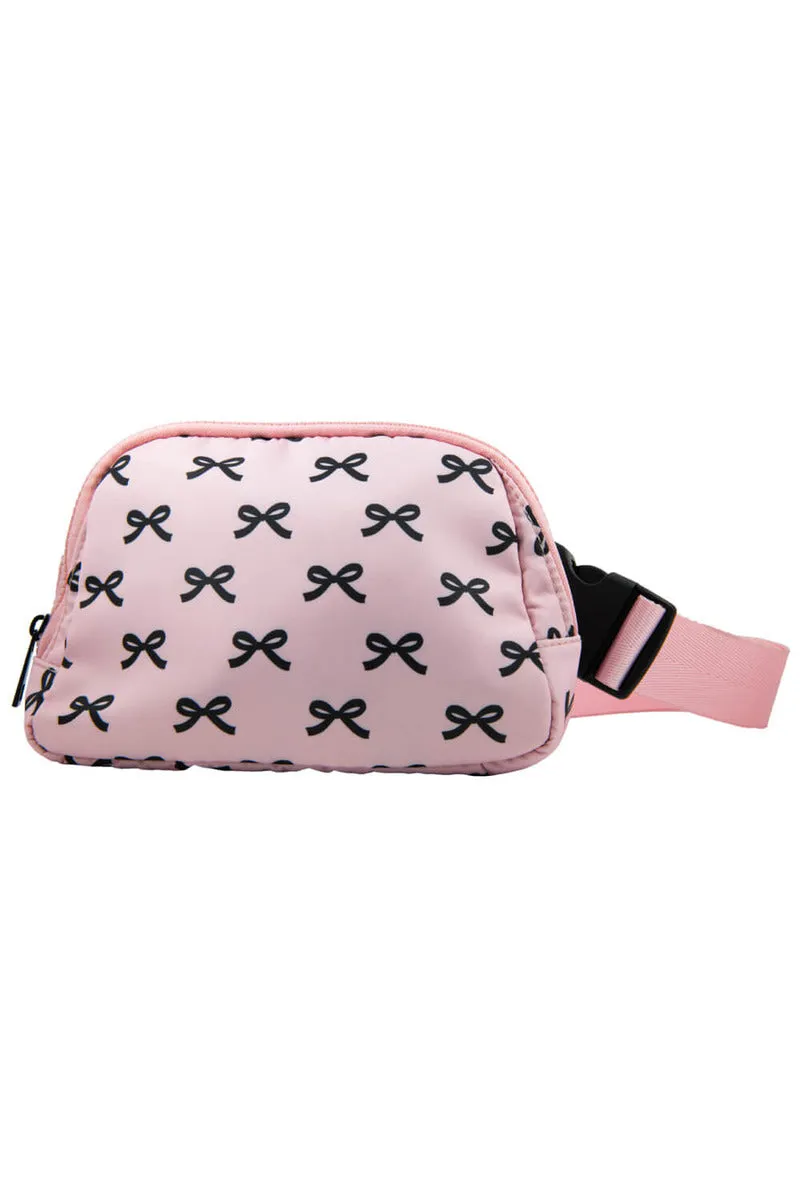 Black & Pink Mini Coquette Bows Belt Bag