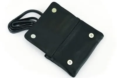 Black Leather Biker Belt Bag - Small