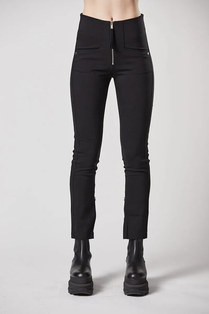 BLACK SLIM FIT ZIPPED TROUSERS