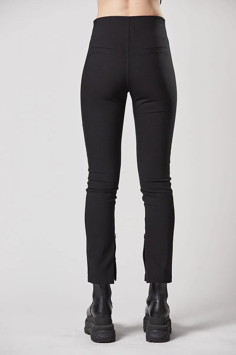 BLACK SLIM FIT ZIPPED TROUSERS