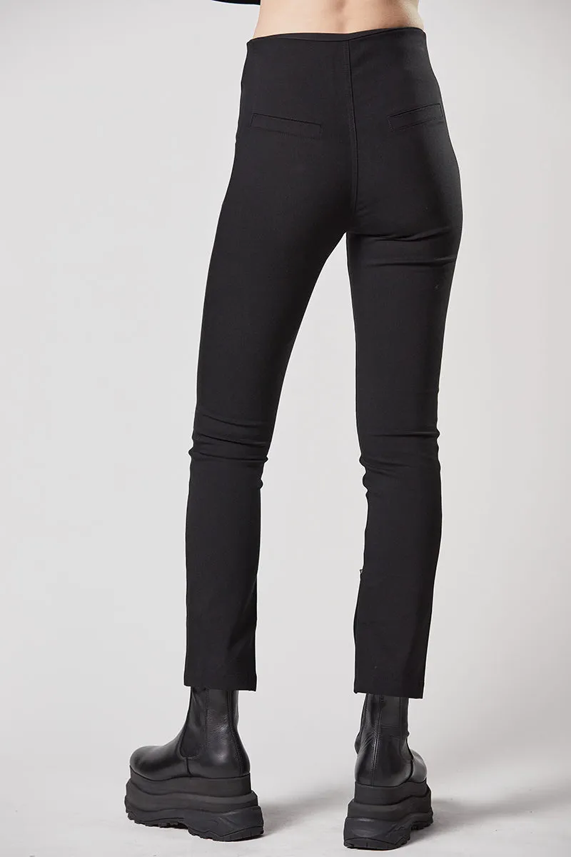 BLACK SLIM FIT ZIPPED TROUSERS