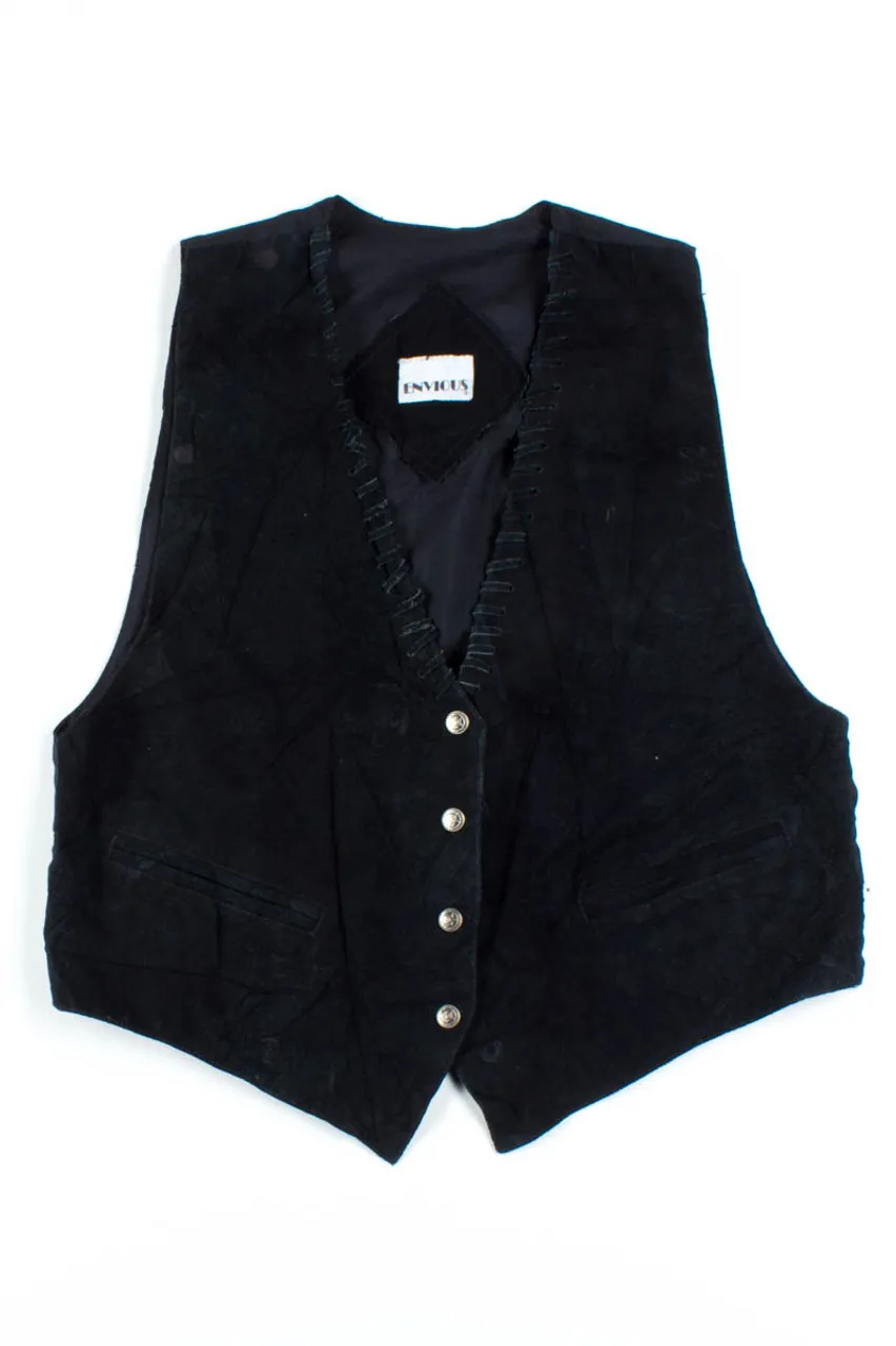 Black Stitched Suede Vest