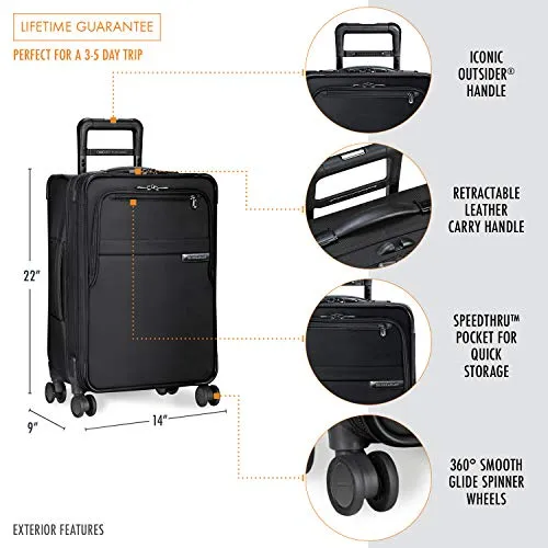 Briggs & Riley Baseline-Softside CX Expandable Carry-On Spinner Luggage, Black, 22-Inch