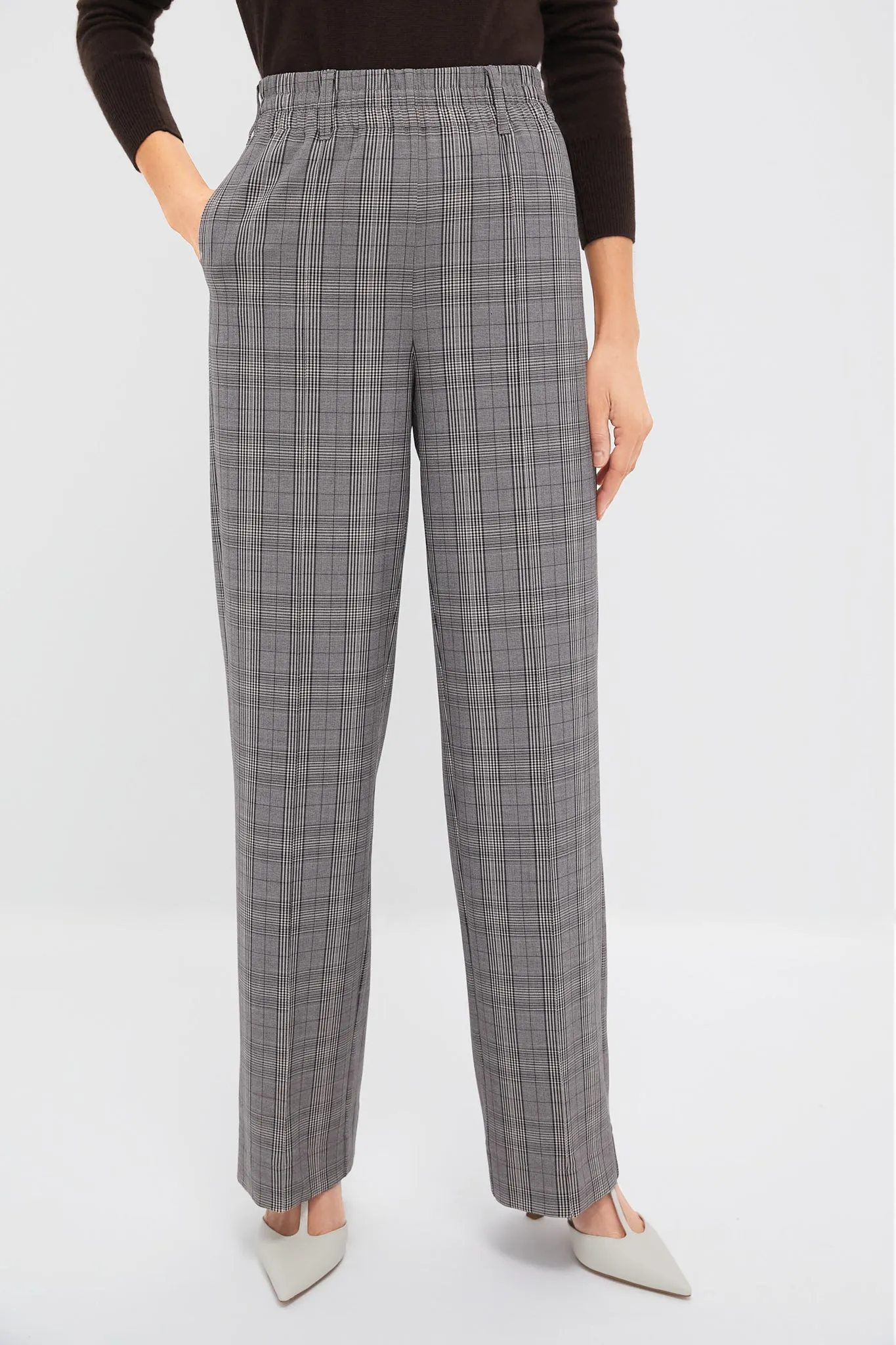 Brown Plaid Straight Leg Louis Pants