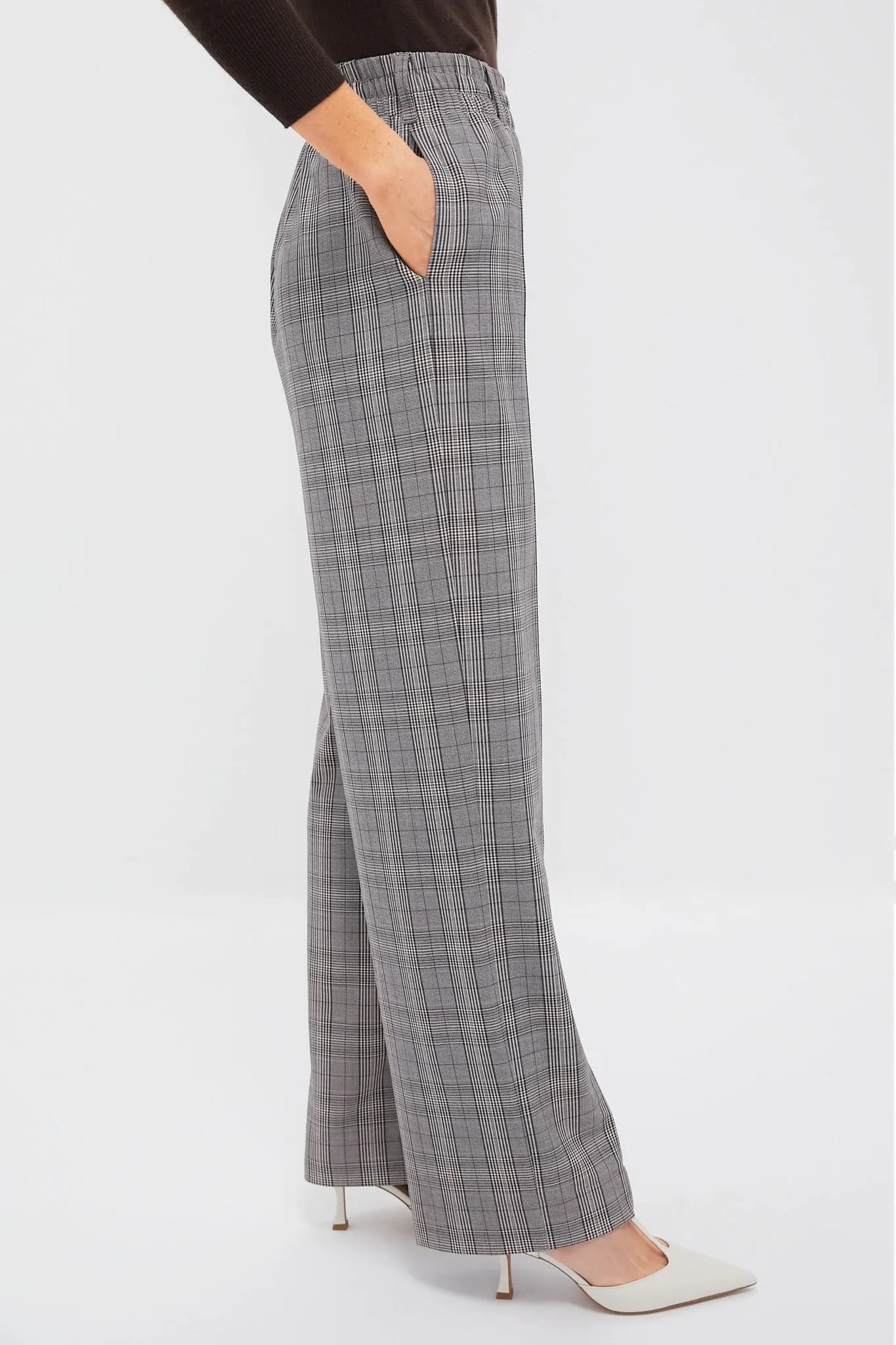 Brown Plaid Straight Leg Louis Pants