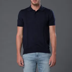 Cable Knit Polo - Navy