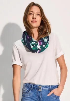 Cecil Panel Print Loop Scarf, Green Multi