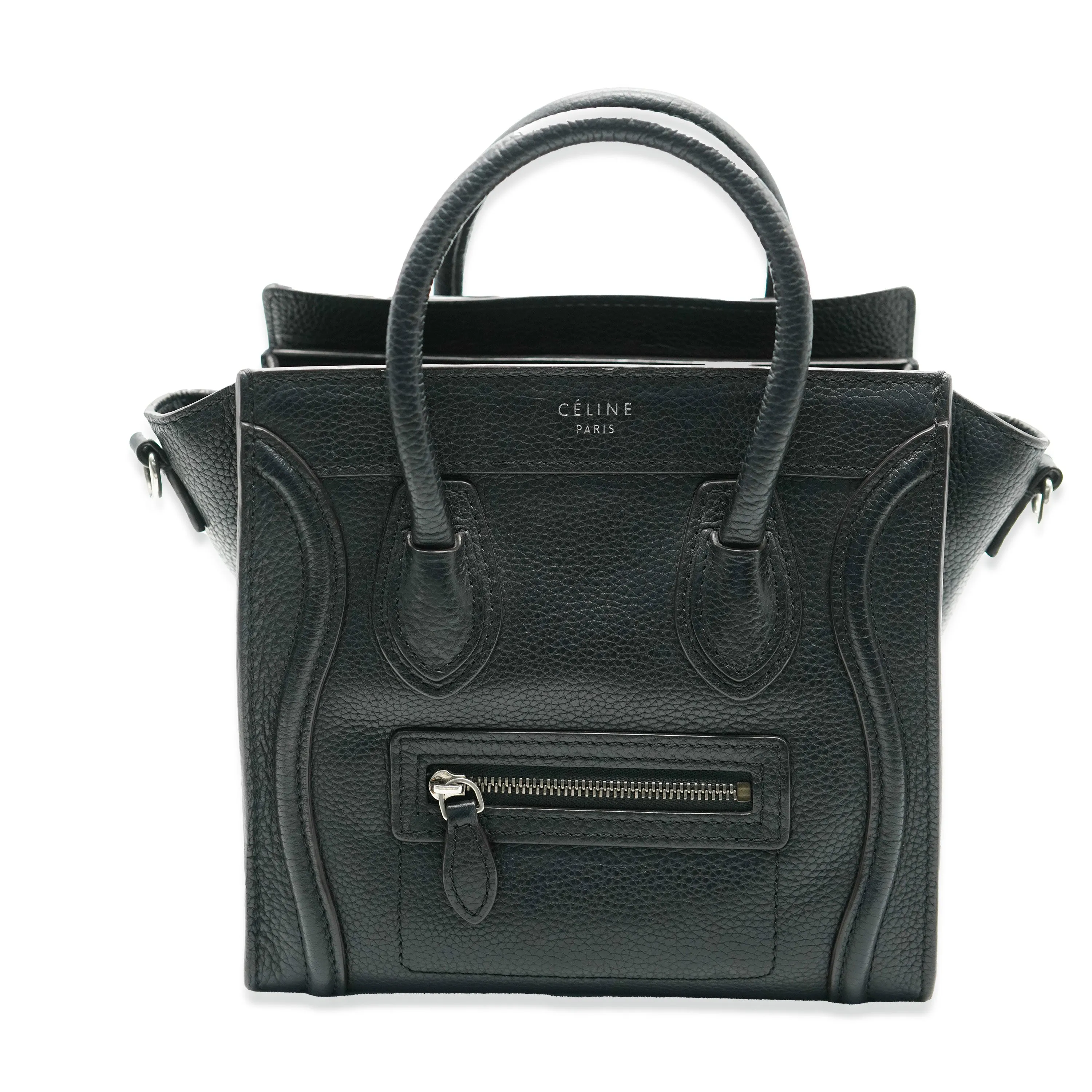 Celine Black Drummed Leather Nano Luggage