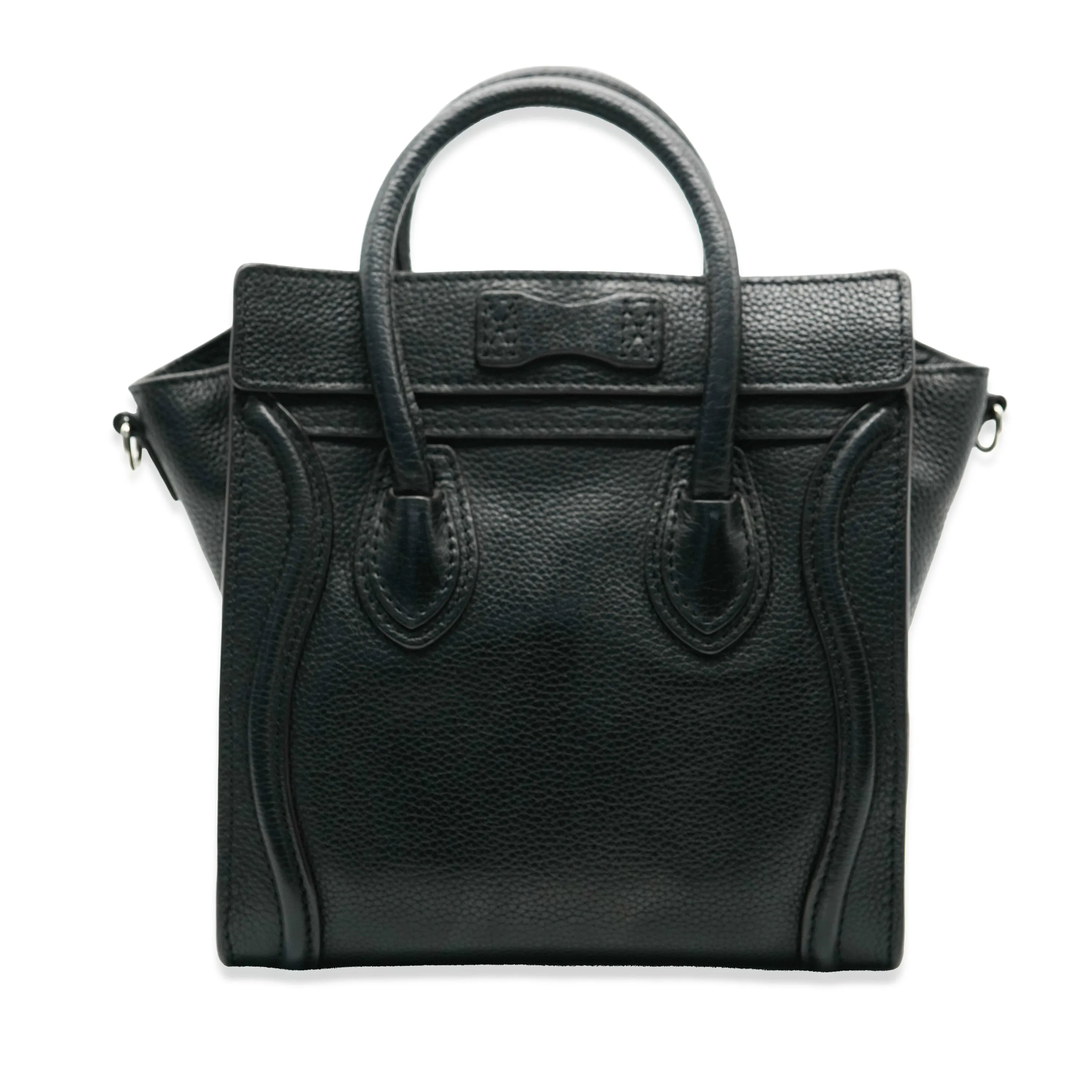 Celine Black Drummed Leather Nano Luggage