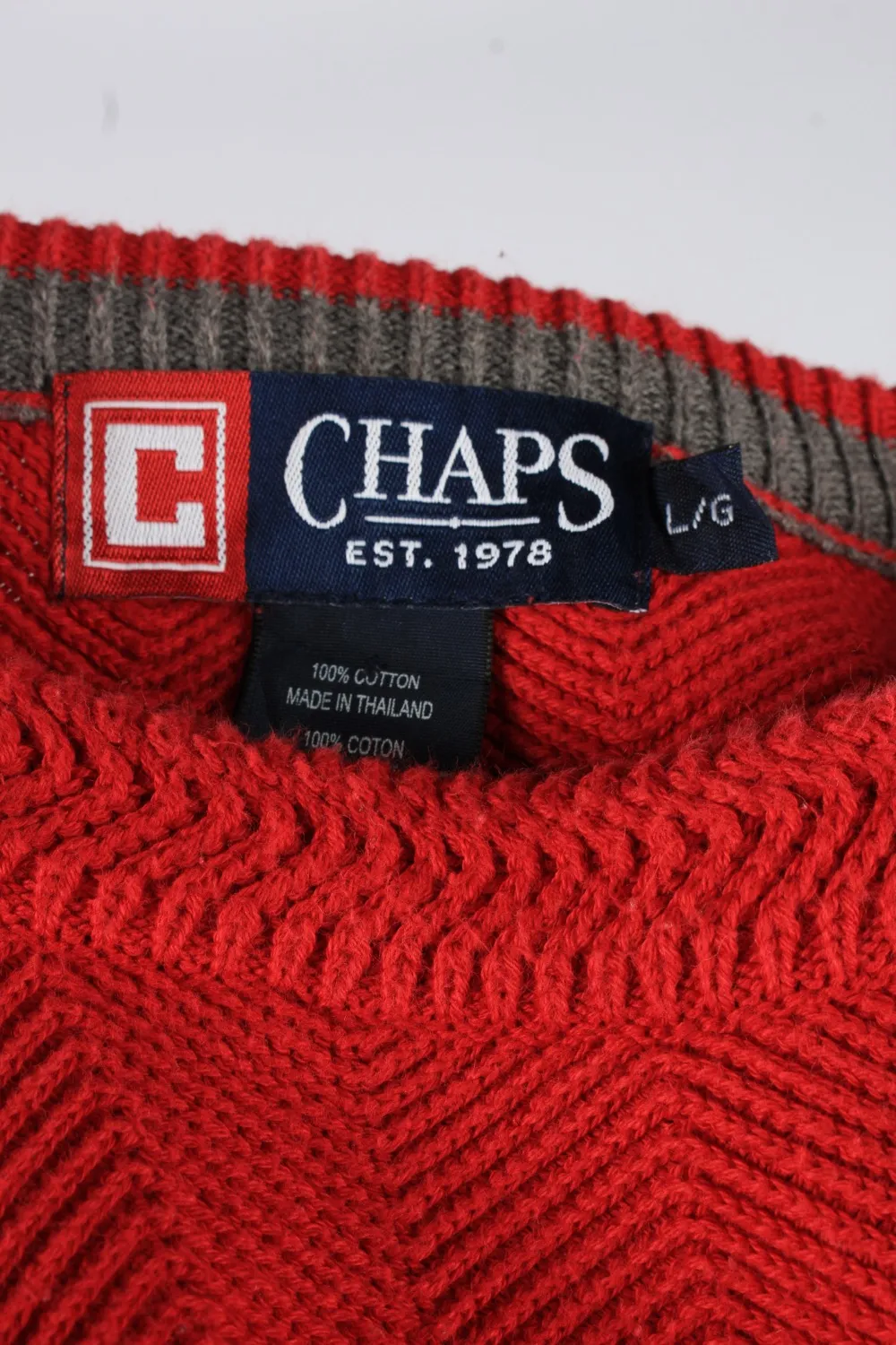 Chaps Crew Neck Jumper Pullover 90s Mens Red L - Pepper Tree London