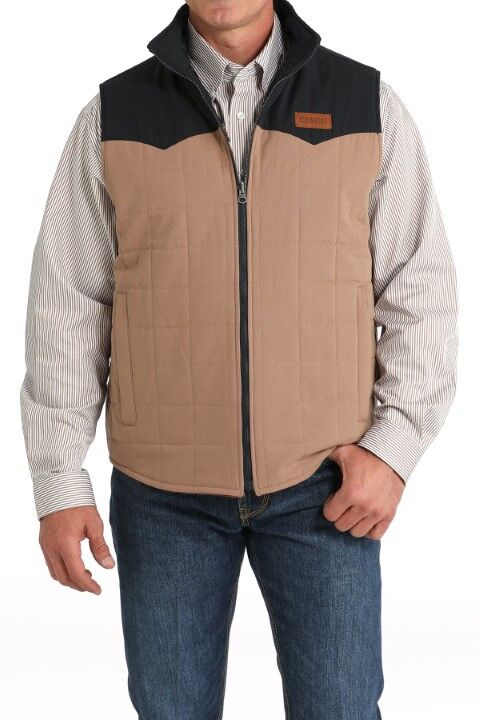 Cinch Men's Reversible Quilted Vest in Khaki