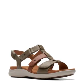 Clarks Women's Kitly Step Adjustable Strap Sandal in Olive Combo