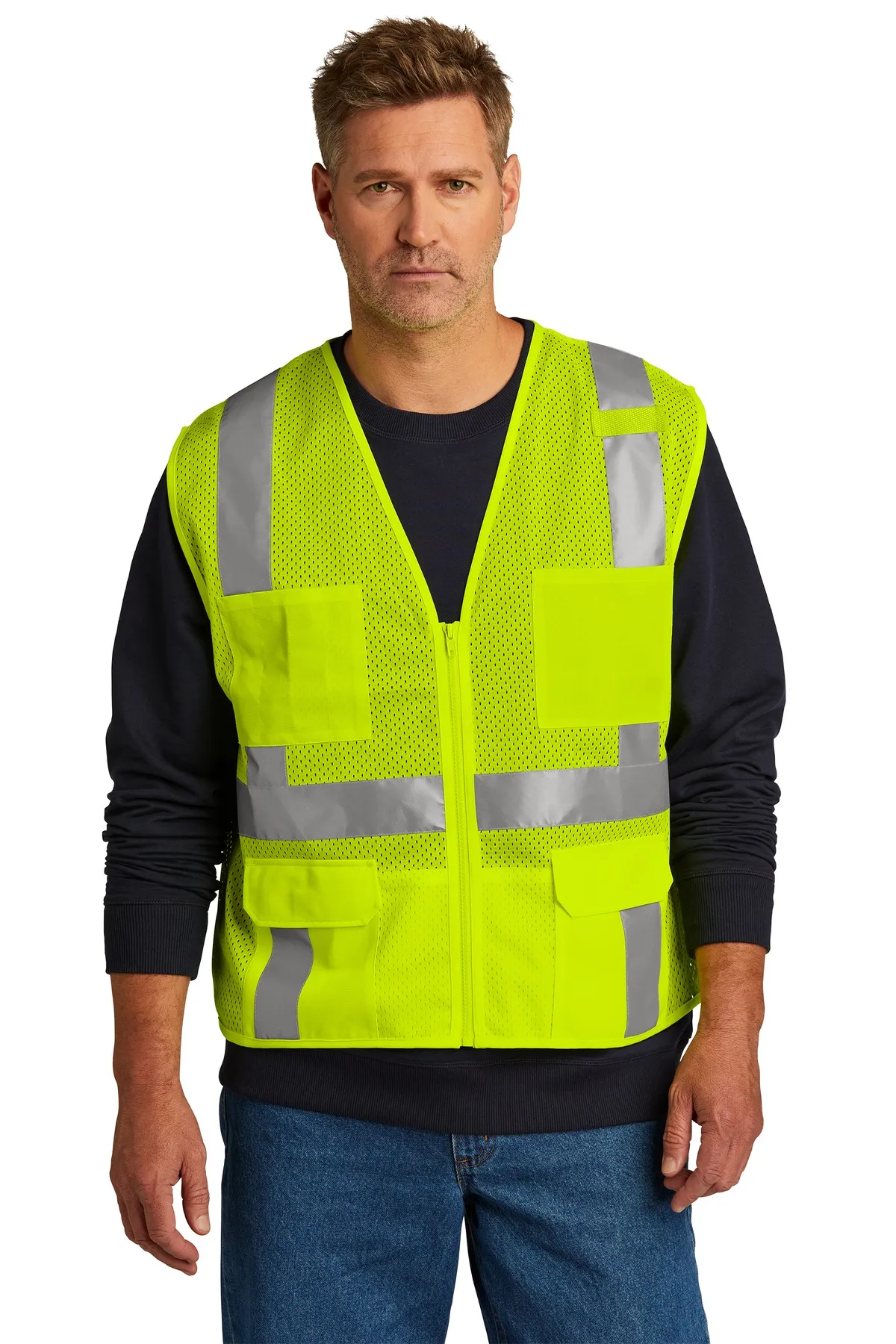 CornerStone  ANSI 107 Class 2 Mesh Six-Pocket Zippered Vest. CSV104