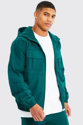 Crinkle Nylon 2 Pocket Hooded Jacket