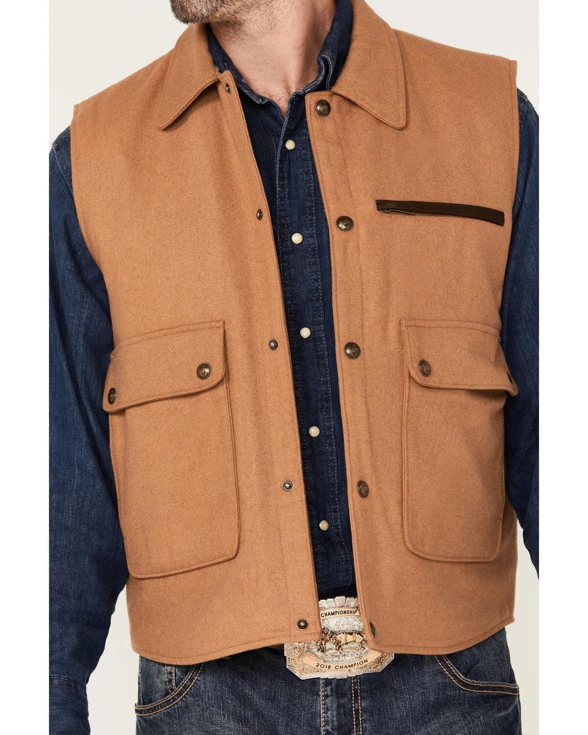 Cripple Creek Men's Snap Front Concealed Carry Wool Vest