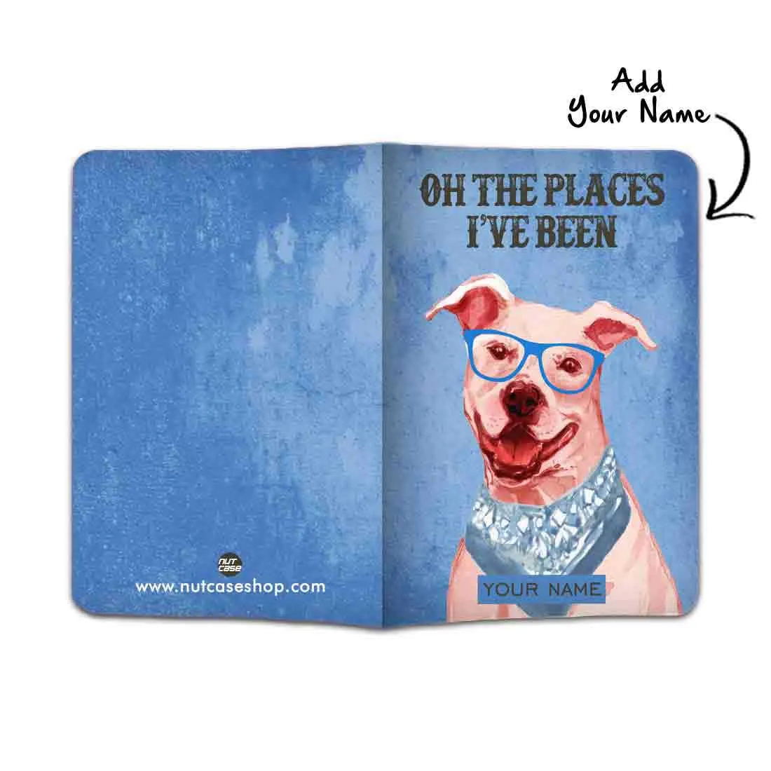 Customized Passport Cover Luggage Tag Set - Hipster Lab Dog with Scarp