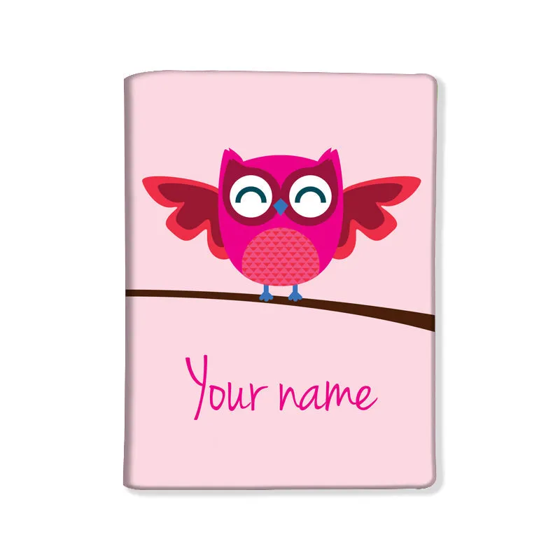 Customized Passport Cover Luggage Tag Set - Pink Owl