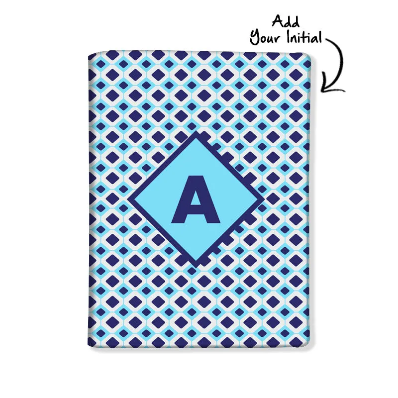 Customized Passport Cover Travel Luggage Tag - Blue Diamonds