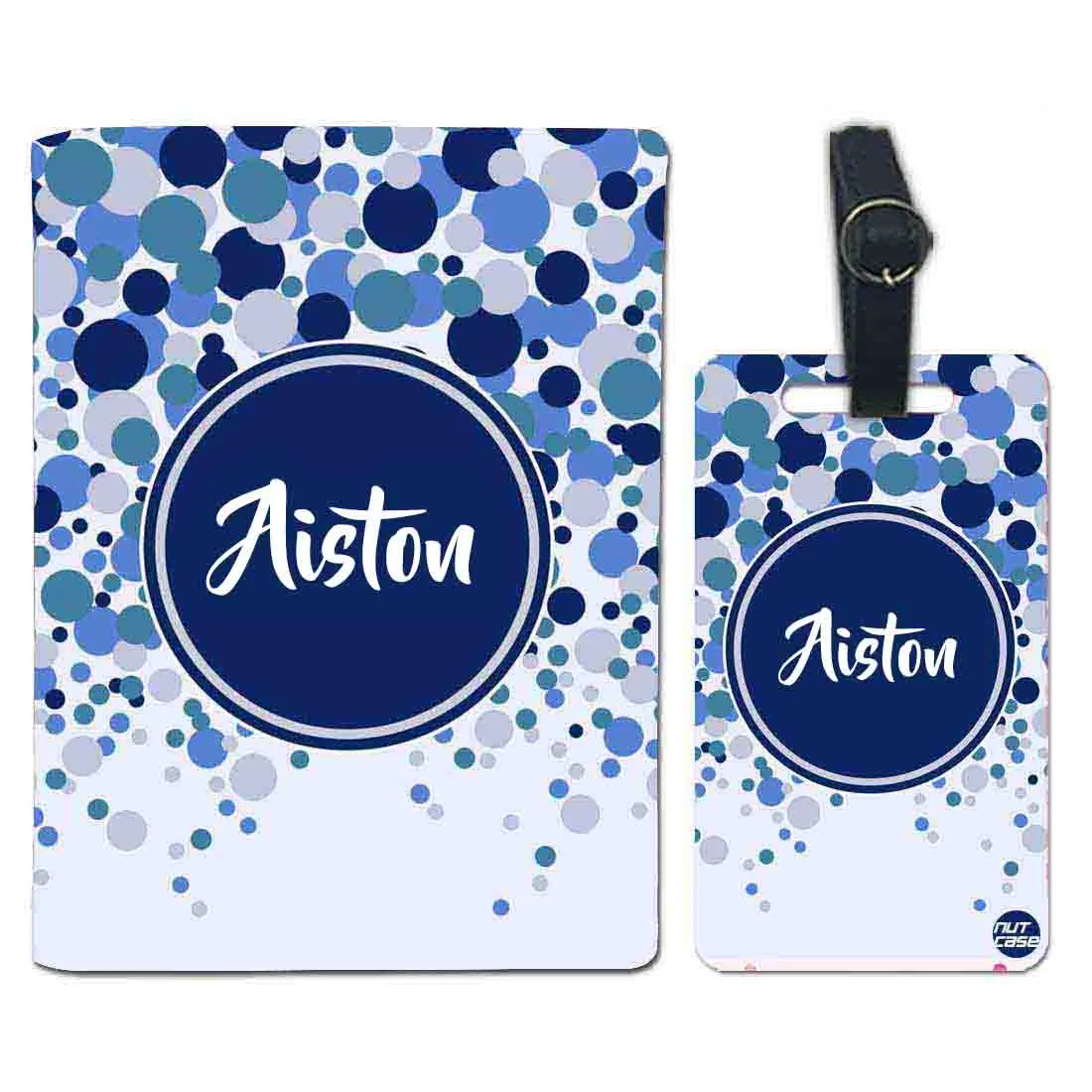 Customized Passport Cover Travel Luggage Tag - Blue Dots