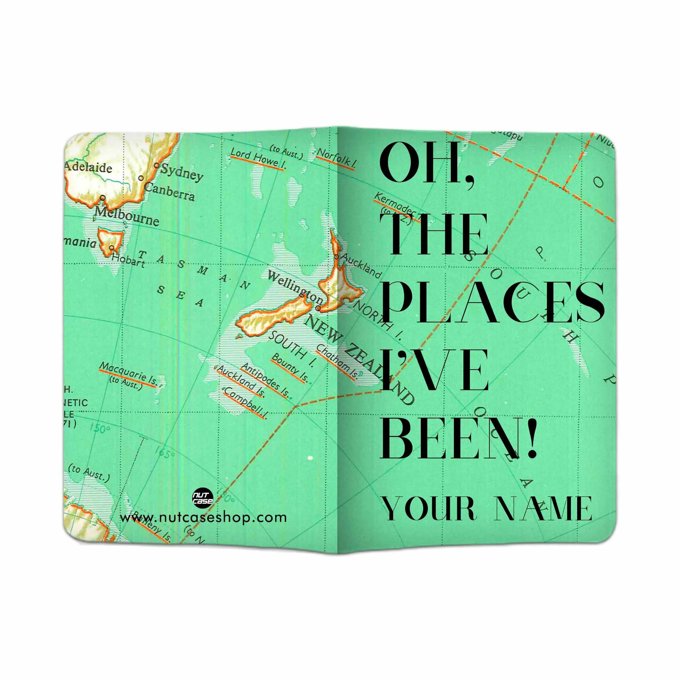 Customized Passport Cover Travel Luggage Tag - Oh The Places Green