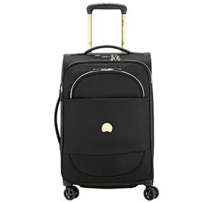 DELSEY Paris Montrouge Softside Expandable Luggage with Spinner Wheels, Black, Carry-On 21 Inch