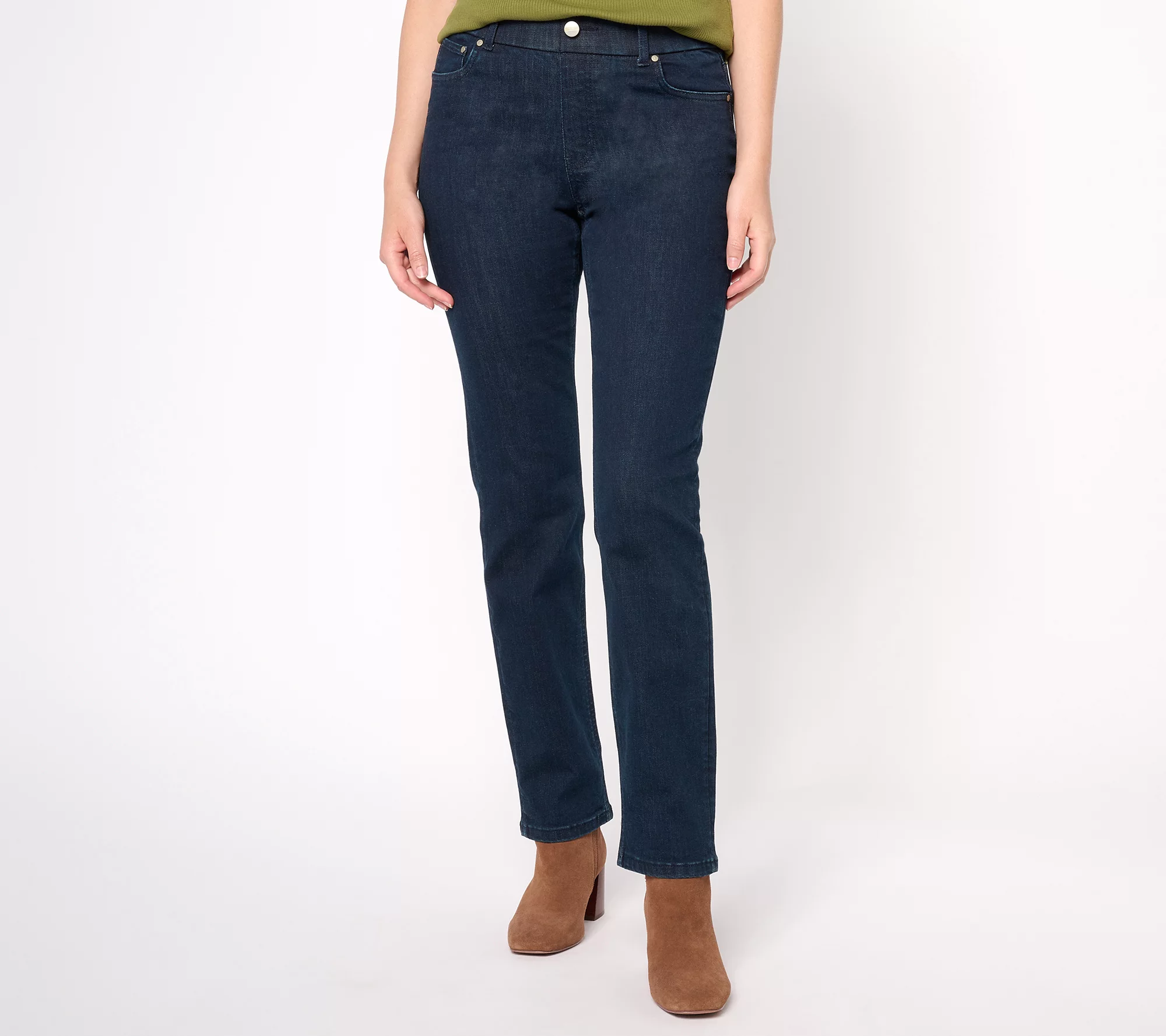 Denim & Co. Perfect Flex Petite Straight Leg Pull-On Jeans