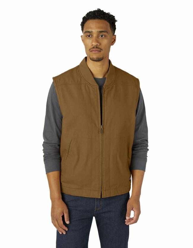 Dickies Men's Sherpa Lined Duck Vest in Brown Duck