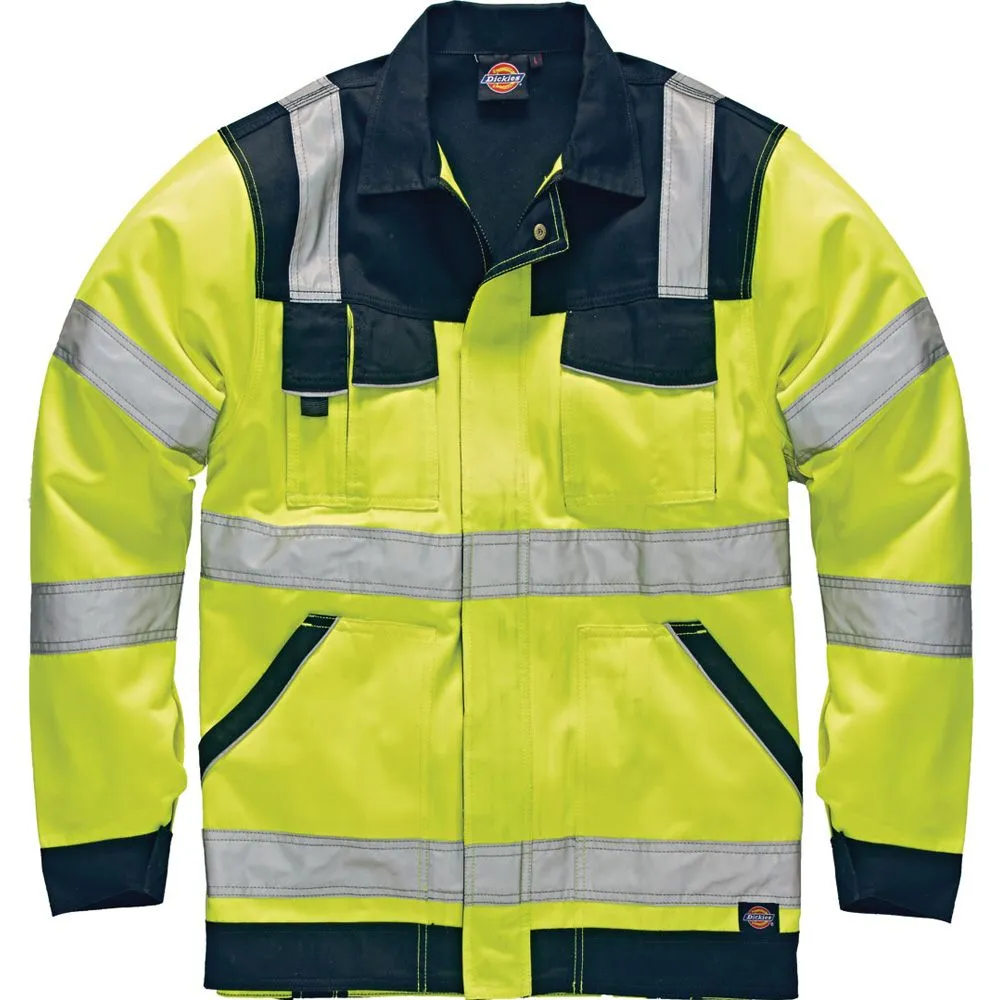 Dickies Mens Industry High Visibility Viz Polycotton Jacket Yellow