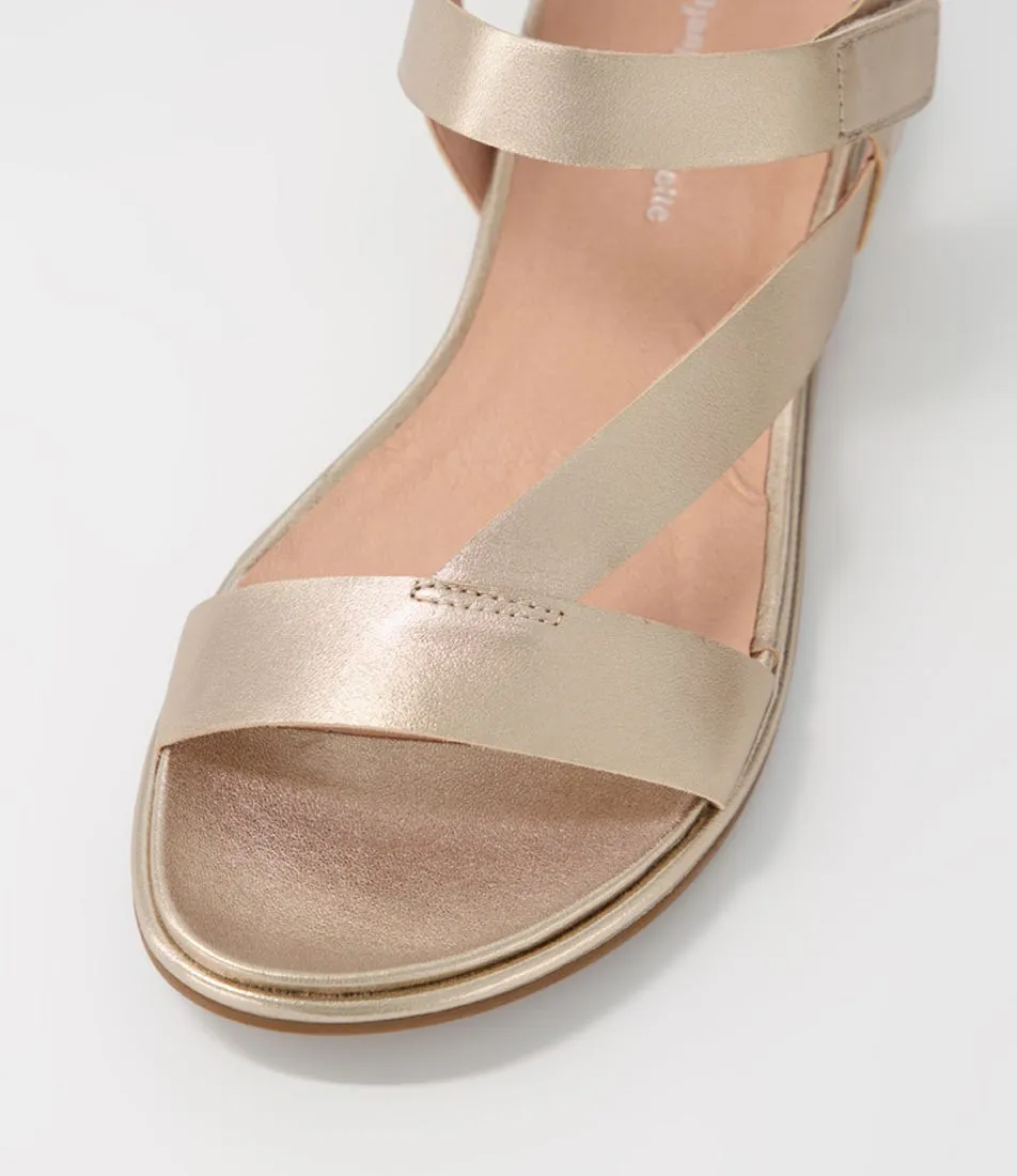 DJANGO & JULIETTE Barber Champagne Leather Sandals