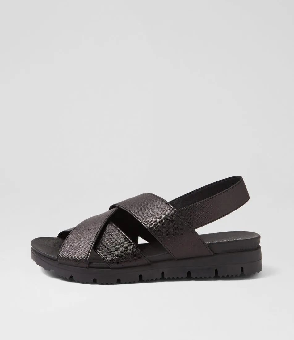 DJANGO & JULIETTE Laramie Black Shine Elastic Sandals