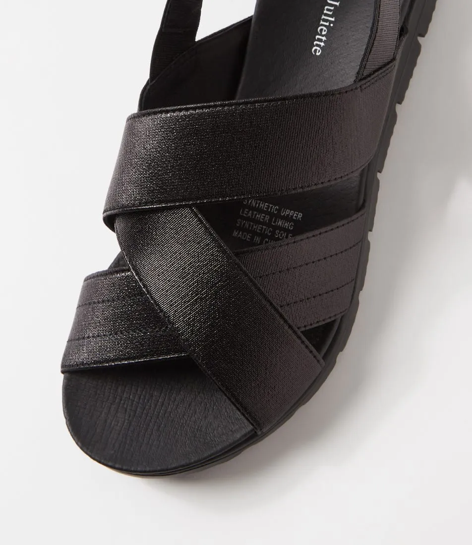 DJANGO & JULIETTE Laramie Black Shine Elastic Sandals